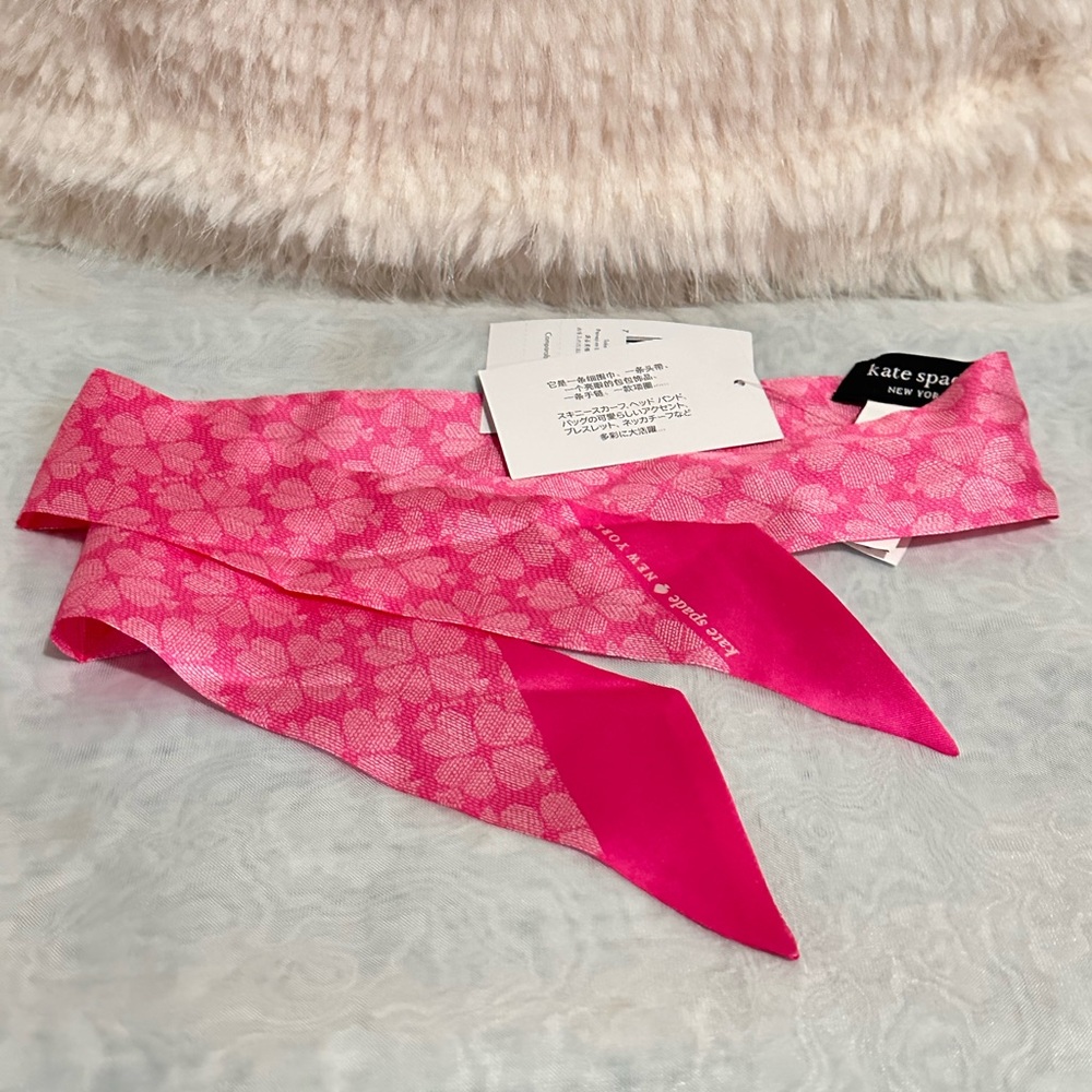 Kate Spade Hot Pink Floral Silk Twilly Scarf